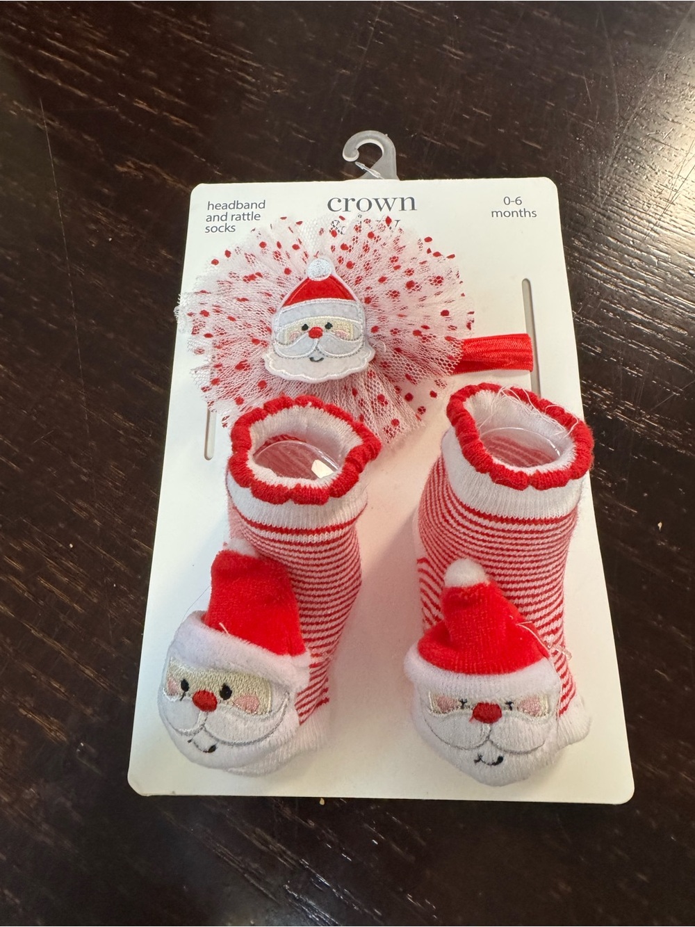 crown & ivy Red and White Santa Headband and Sock Rattle Set - Picture 1 of 5